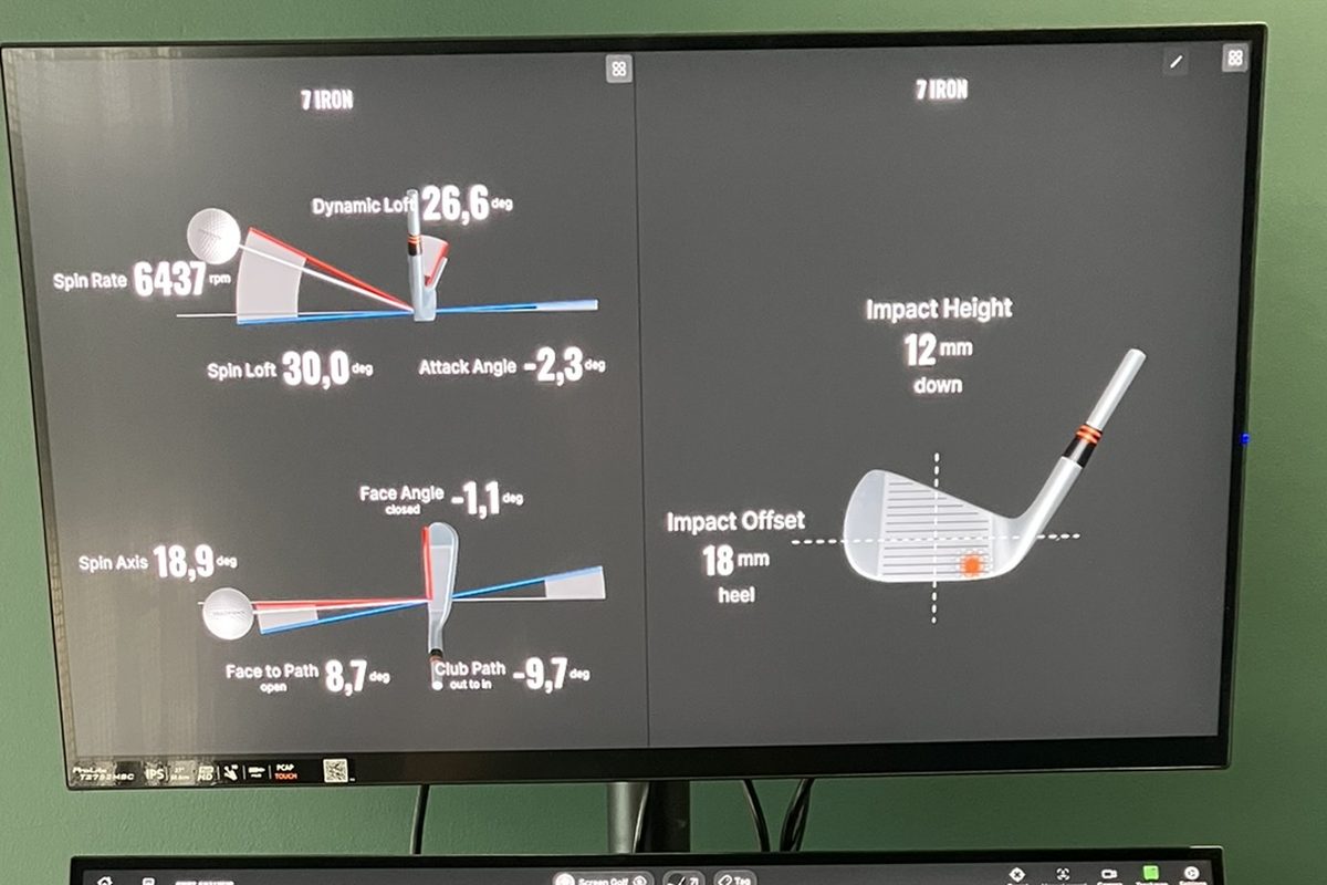 Szczegółowa analiza uderzenia na monitorach Trackman – kąt ataku, dynamic loft, tor kija